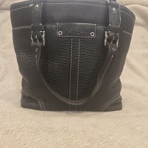 Coach Black Textured Leather Tote